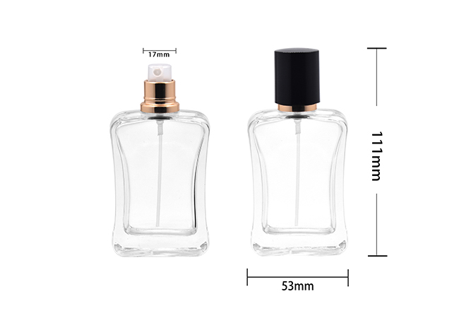 Flat Square 50ml Perfume Glass Spray Bottle